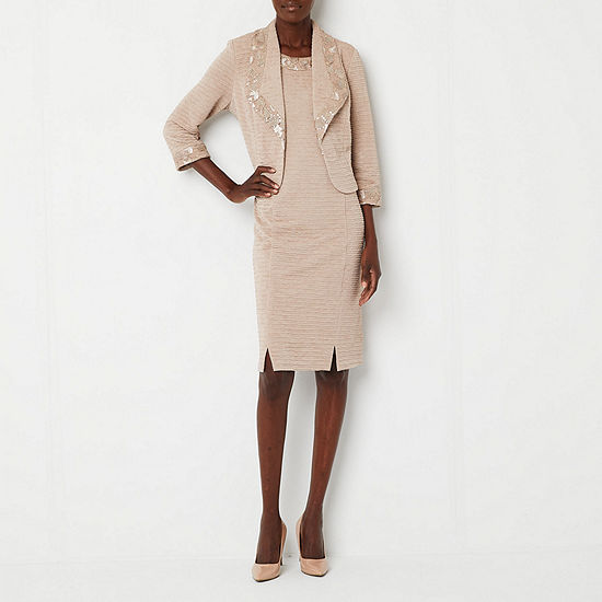 Maya Brooke Embroidered Jacket Dress, Color: Almond - JCPenney