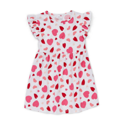 Okie Dokie Toddler Girls Short Sleeve Ruffled Sleeve A-Line Dress