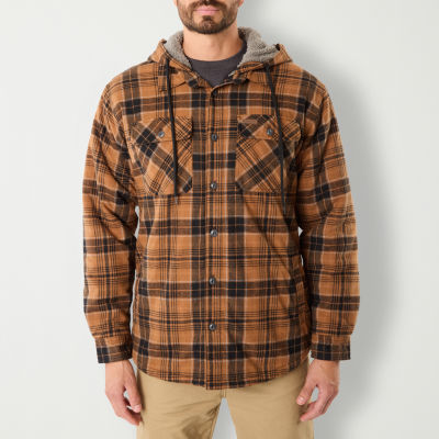 Smiths Workwear Sherpa Lined Flannel Mens Hooded Midweight Shirt Jacket
