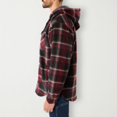 Departwest Hooded Plaid Thermal Shirt - Men's Shirts in Red