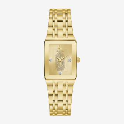 Bulova Diamond Womens Diamond Accent Gold Tone Stainless Steel Bracelet Watch 97p140lg