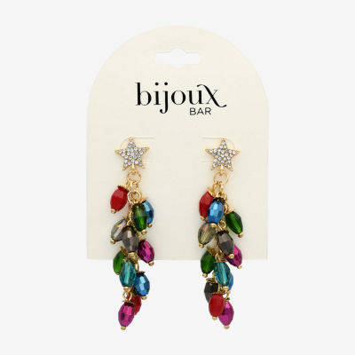 Bijoux Bar Holiday Lights Cascade Glass Star Drop Earrings