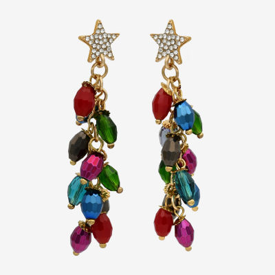 Bijoux Bar Holiday Lights Cascade Glass Star Drop Earrings