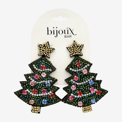 Bijoux Bar Christmas Tree Glass Drop Earrings