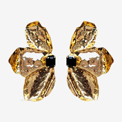 Bijoux Bar Gold Tone Crystal Flower Drop Earrings