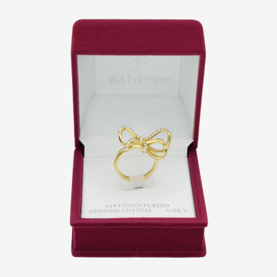 Sparkle Allure Crystal 14K Gold Over Brass Bow Cocktail Ring