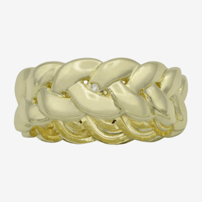 Sparkle Allure Braided Womens 7.5MM 14K Gold Over Brass Band