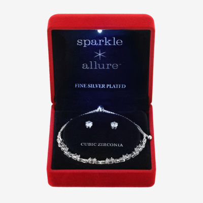 Sparkle Allure Light Up Box 2-pc. Cubic Zirconia Pure Silver Over Brass Jewelry Set