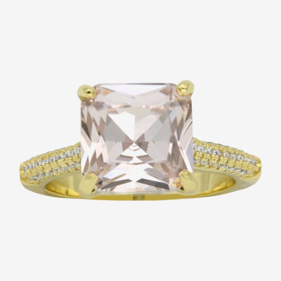 Sparkle Allure Crystal 14K Gold Over Brass Square Cocktail Ring