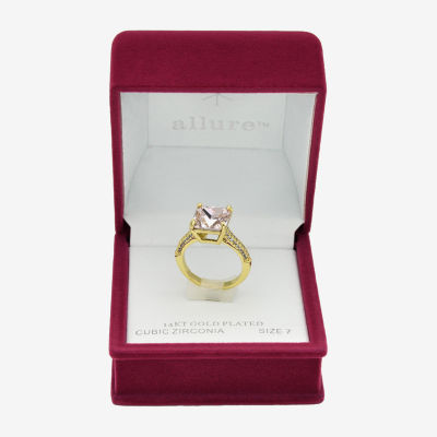 Sparkle Allure Crystal 14K Gold Over Brass Square Cocktail Ring