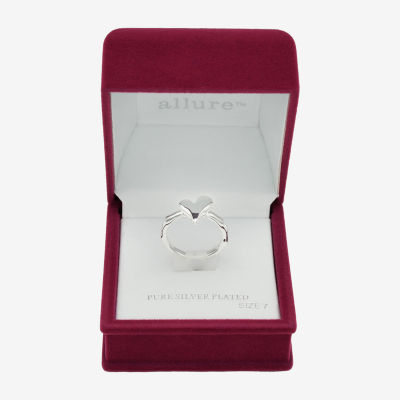 Sparkle Allure Polished Womens 2.5MM Pure Silver Over Brass Heart Delicate Band