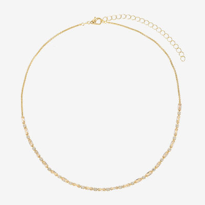 Sparkle Allure Dot Dash Cubic Zirconia 14K Gold Over Brass 16 Inch Rectangular Round Tennis Necklaces