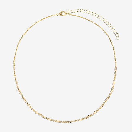 Sparkle Allure Dot Dash Womens Cubic Zirconia 14K Gold Over Brass 16 Inch Tennis Necklace, One Size