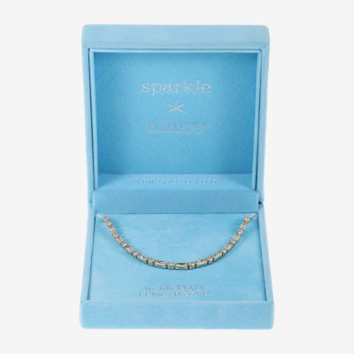 Sparkle Allure Dot Dash Womens Cubic Zirconia 14K Gold Over Brass 16 Inch Tennis Necklace