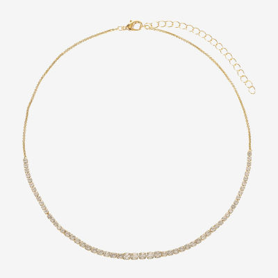 Sparkle Allure Graduated Womens Cubic Zirconia 14K Gold Over Brass 16 Inch Tennis Necklace