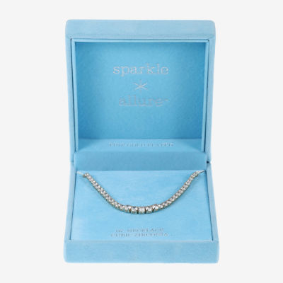 Sparkle Allure Graduated Womens Cubic Zirconia 14K Gold Over Brass 16 Inch Tennis Necklace