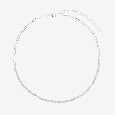 Sparkle Allure Womens Cubic Zirconia Pure Silver Over Brass 16 Inch Tennis Necklace