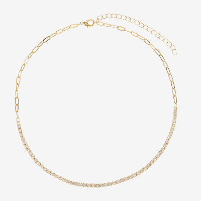 Sparkle Allure Womens Cubic Zirconia 14K Gold Over Brass 16 Inch Tennis Necklace