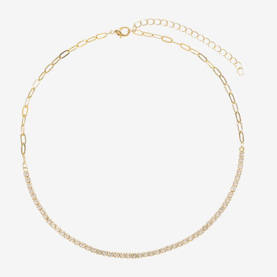 Sparkle Allure Cubic Zirconia 14K Gold Over Brass 16 Inch Round Tennis Necklaces