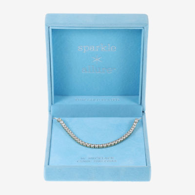 Sparkle Allure Womens Cubic Zirconia 14K Gold Over Brass 16 Inch Tennis Necklace