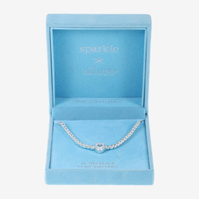 Sparkle Allure Womens Cubic Zirconia Pure Silver Over Brass 16 Inch Tennis Necklace