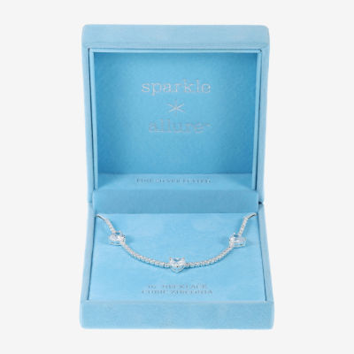 Sparkle Allure Cubic Zirconia Pure Silver Over Brass 16 Inch Heart Tennis Necklaces