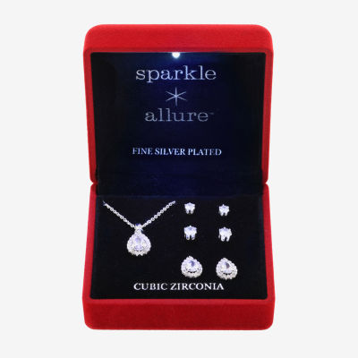 Sparkle Allure Light Up Box 4-pc. Cubic Zirconia Pure Silver Over Brass Jewelry Set