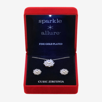 Sparkle Allure Light Up Box 2-pc. Cubic Zirconia 14K Gold Over Brass Round Sunburst Jewelry Set