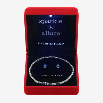 Sparkle Allure Light Up Box 2-pc. Cubic Zirconia Pure Silver Over Brass Oval Jewelry Set