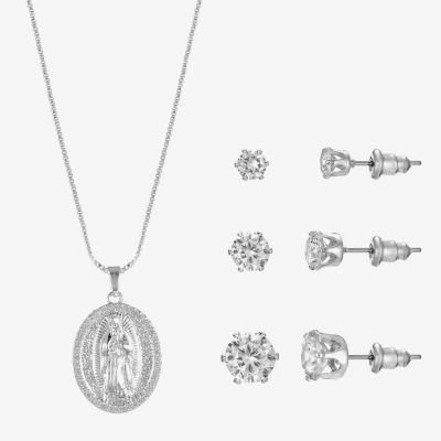 Sparkle Allure Light Up Box Our Lady Of Guadalupe 4-pc. Cubic Zirconia Pure Silver Over Brass Oval Jewelry Set