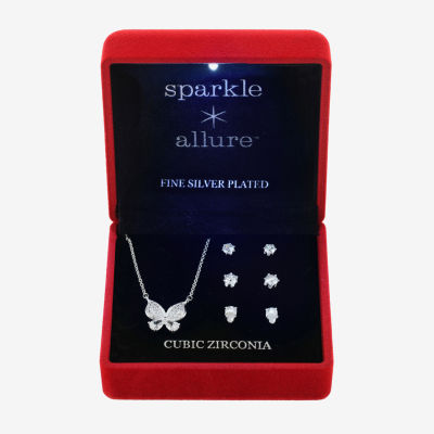 Sparkle Allure Light Up Box 4-pc. Cubic Zirconia Pure Silver Over Brass Butterfly Jewelry Set