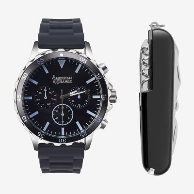 American Exchange Mens Black Strap Watch 9714s-42-G02