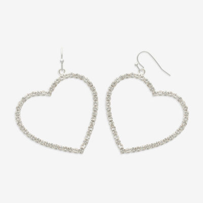 Mixit Hypoallergenic Silver Tone Glass Heart Drop Earrings