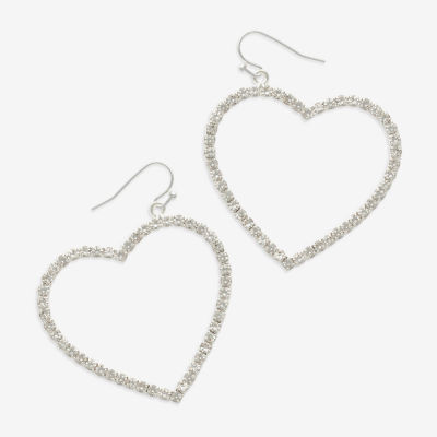 Mixit Hypoallergenic Silver Tone Glass Heart Drop Earrings