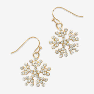 Mixit Hypoallergenic Gold Tone Cubic Zirconia Snowflake Drop Earrings