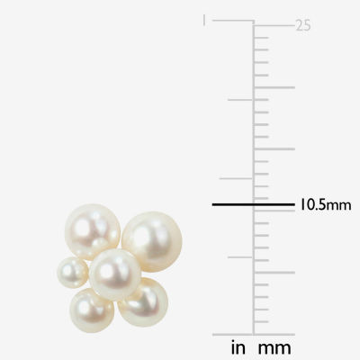 White Cultured Freshwater Pearl 14K Gold 10.5mm Stud Earrings