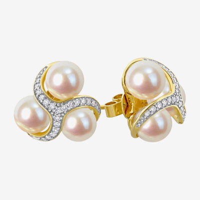 1/5 CT. T.W. White Cultured Freshwater Pearl 14K Gold 13.5mm Stud Earrings