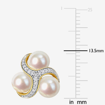 1/5 CT. T.W. White Cultured Freshwater Pearl 14K Gold 13.5mm Stud Earrings