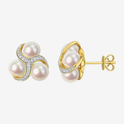 1/5 CT. T.W. White Cultured Freshwater Pearl 14K Gold 13.5mm Stud Earrings