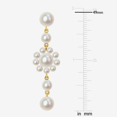 White Cultured Freshwater Pearl 14K Gold Drop Earrings