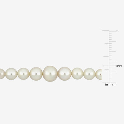 Womens White Cultured Freshwater Pearl 10K Gold Strand Bracelet