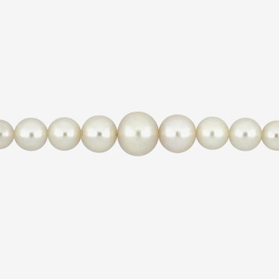 Womens White Cultured Freshwater Pearl 10K Gold Strand Bracelet