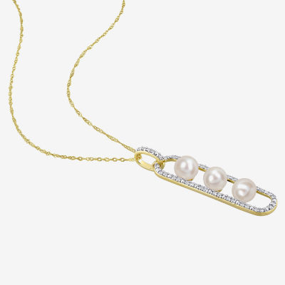 Womens 1/5 CT. T.W. White Cultured Freshwater Pearl 10K Gold Pendant Necklace