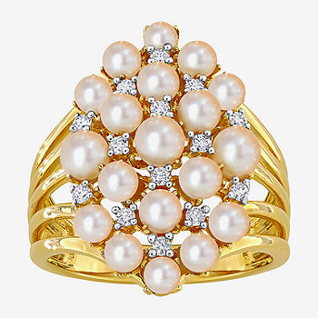 14K Yellow or White Gold Cultured Freshwater Pearl Cluster Ring 14K Yellow or White Gold Cultured Freshwater Pearl Cluster Ring