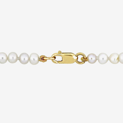 Womens Cultured Freshwater Pearl 14K Gold Strand Necklace