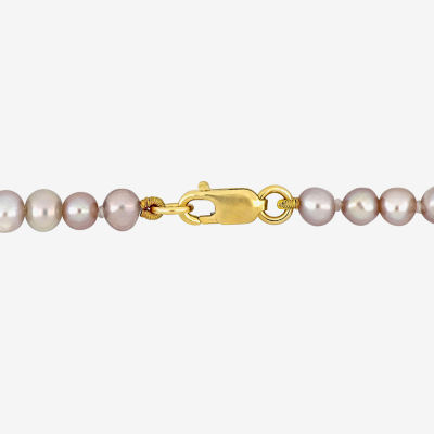 Womens Cultured Freshwater Pearl 14K Gold Strand Necklace