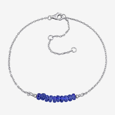 Genuine Blue Sapphire Sterling Silver Beaded Bracelet