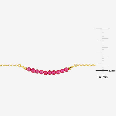 Lab Created Red Ruby 18K Gold Over Silver Beaded Bracelet