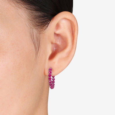 Lab Created Red Ruby 18K Gold Over Silver 26mm Hoop Earrings