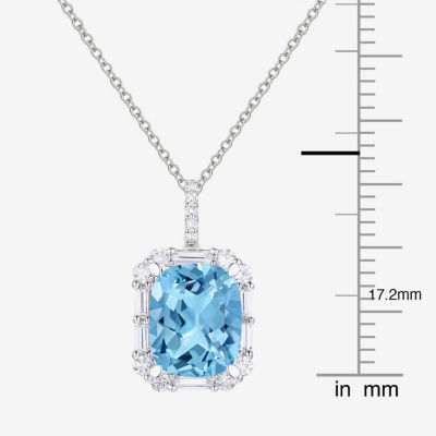 Womens Gemstone Sterling Silver Pendant Necklace